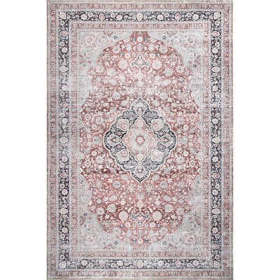 Nuloom Paulina Machine Washable Traditional Floral Medallion Indoor Area Rug - Beige 4' x 6'