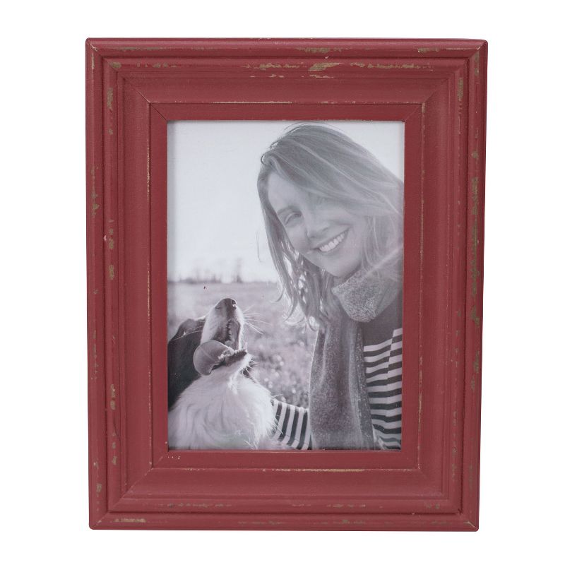 Red Decorative Distressed Wood Picture Frame - Foreside Home & Garden, 1 of 9