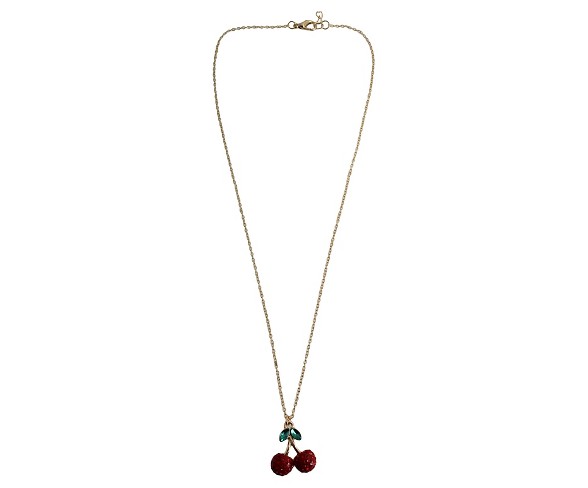 Women's Fashion Necklace With Cherry Pendant And Stones(18")