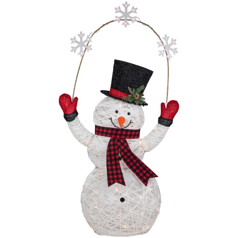Northlight 57" LED Lighted Snowman Holding Snowflakes Outdoor Christmas Decoration, 1 of 7