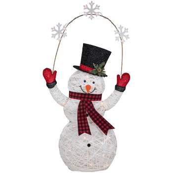Northlight 57" LED Lighted Snowman Holding Snowflakes Outdoor Christmas Decoration