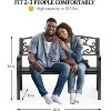 VINGLI Outdoor Metal Bench w/PVC Floral Pattern Back, 2-Person Black Steel Bench, All-Weather Garden Bench for Park Porch Entryway - 3 of 4