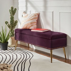 Hippolytus Storage Bench with Nailhead Trim and Button-tufted for Bedroom| ART OF LIVING DESIGNS - 1 of 4
