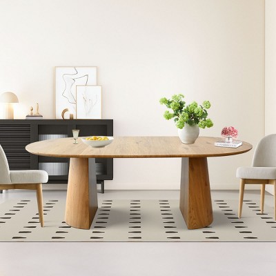 Extendable Dining Room Table,83" Oval Dining Table,Wood Grain Breakfast Dining Table for Dining Room,Kitchen,Farmhouse-Tanpinhause