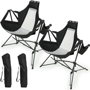 Hammock Camping Chair, Aluminum Alloy Adjustable Back Swinging Chair with Pillow Cup Holder, Recliner with Carry Bag l(2pcs)-Coolbibila - 1 of 4