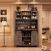Garvee 70" Wine Coffee Bar Cabinet with Storage Hutch, Kitchen Pantry Liquor Cabinet with Sliding Barn Doors, Bottle Glasses Rack, Farmhouse Buffet - 3 of 4