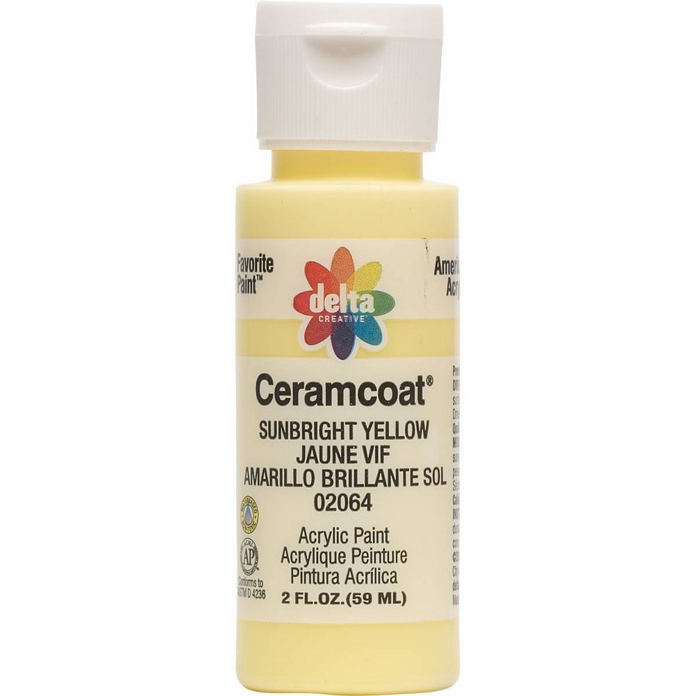 2 fl oz Acrylic Craft Paint Sunbright Yellow - Delta Ceramcoat: Non-Toxic Water-Based, Art & Stationery, Ages 13+