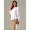 Allegra K Women's Pleated Formal Long Sleeve Business Office V Neck Casual Shirt - 4 of 4