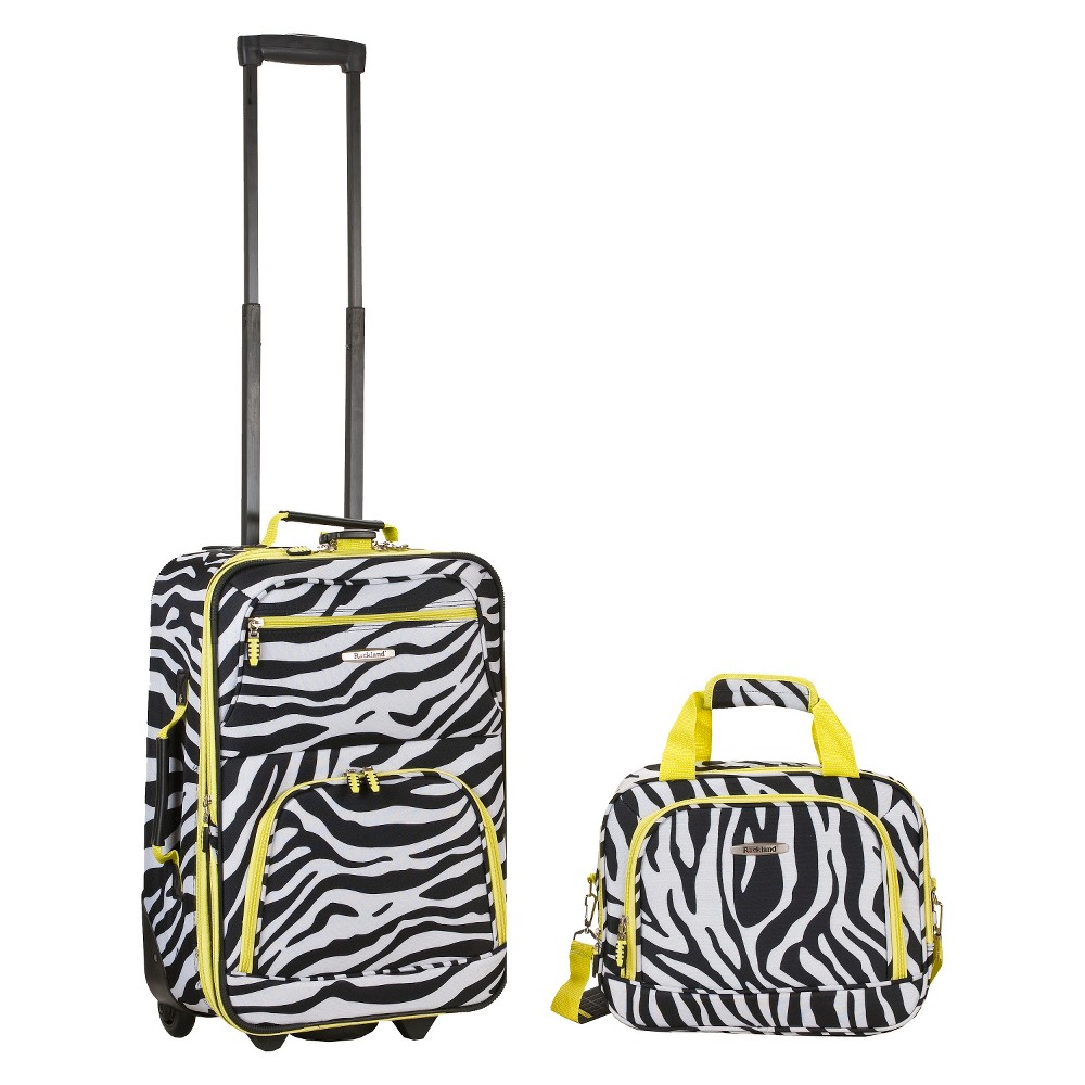 Photos - Luggage Rockland Rio 2pc Softside Carry On  Set - Lime Zebra 