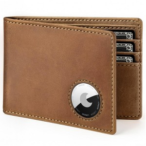 Mens Wallet for Apple AirTag, Bifold Full Grain Leather AirTag Wallet for Men, RFID Blocking - 1 of 4