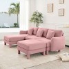 U-Shape Sectional Sofa with Ottomans, Boucle 3-Seater Sofa with Armrests and Cylindrical Legs, Fabric Couch with Cushion-Coolbibila - 2 of 4