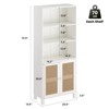 FURNIinspire Decorative Bookshelf 5 Shelf Bookcase With Rattan Doors, Standing Storage Cabinet, Adjustable Storage Shelves, White, 14.6"*29.9"*70.9" - 3 of 4
