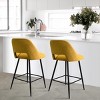 Counter Height Stools for Kitchen Island Set of 2, Upholstered Armless Bar Chairs with Backs, Fabric Seats on Black Metal Frame-The Pop Home - 2 of 4