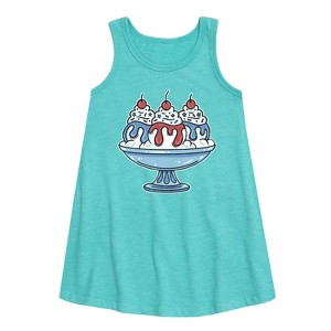 Girls' - Instant Message - Americana Graphic Sleeveless Aline Dress - 1 of 4