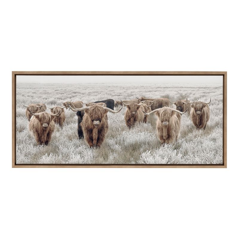 18&#34; x 40&#34; Sylvie Herd of Highland Cows Color Framed Canvas by Creative Bunch Gold - Kate &#38; Laurel All Things Decor, 3 of 8