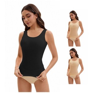 INSPIRE CHIC Women's 3 Pcs Wide Strap Built-In Padded Bras Casual Tank Camisoles - 1 of 4