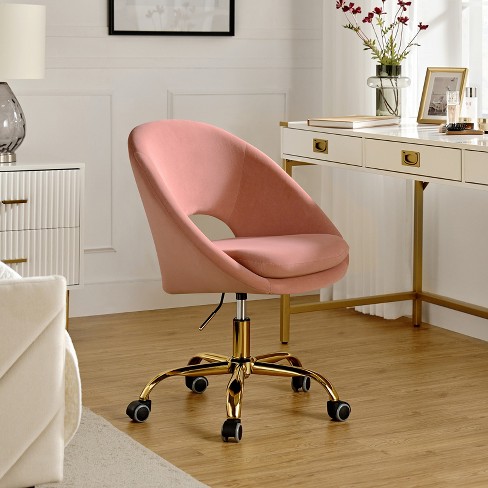 Pink velvet chair discount desk