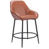 Zuo Modern – Vila Counter Stool Set of 2, 38.6" H Brown Faux Leather Steel Modern Design - 2 of 4