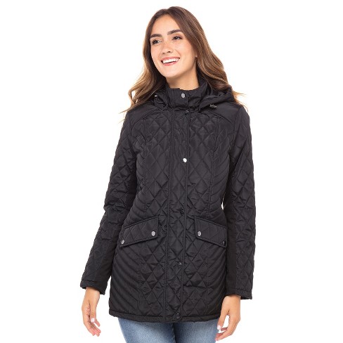 Ladies black best sale quilted coat