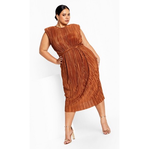 Women s Plus Size Alexis Plisse Midi Dress Bronze City Chic Target