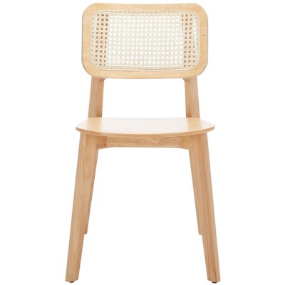 Natural Wood and Cane Low Slat Dining Chair Set