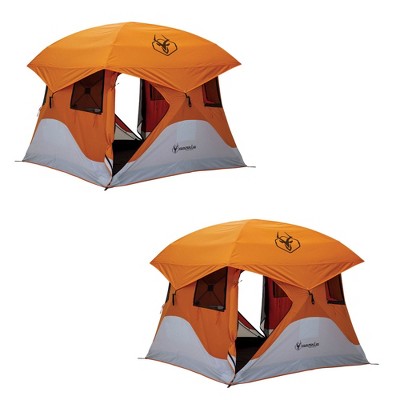 Gazelle T4 94"x94" 4 Person Pop Up Camping Hub Tent w/ Removable Floor (2 Pack)