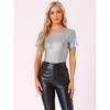 Allegra K Women's Party Metallic Short Sleeve Textured Shiny T-shirts - 2 of 4