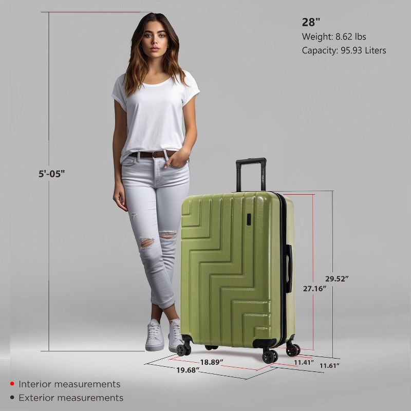 DUKAP Zahav Lightweight Hardside Large Checked Spinner Suitcase - Green, 4 of 19