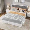 Upholstered Bed Frame,Wooden Bed Frame with Fabric Upholstered Headboard,No Box Spring Needed,Strong Wooden Slats,Easy Assembly,White - 2 of 4