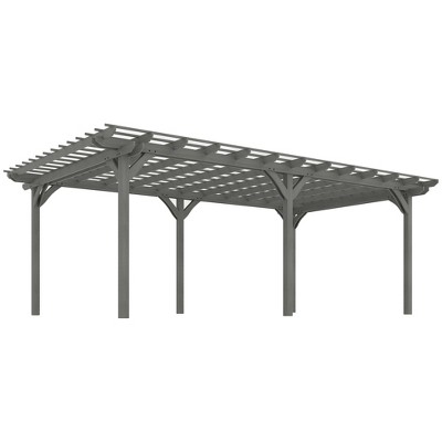 Outsunny Wooden Pergola Grape Trellis, Outdoor Gazebo for Garden, Patio, Backyard, Deck, Gray