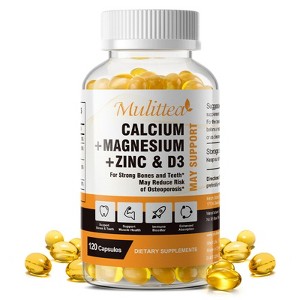 Mulittea Calcium Magnesium Zinc Capsules with Vitamind3 for Strong Bones & Teeth | Heart & Immune Support - 1 of 4