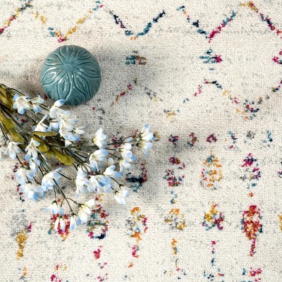 Elevated Trellis 4' Square Light Multi Synthetic Accent Rug