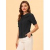 Allegra K Women's Peter Pan Collar Swiss Dots Short Sleeves Button Front Shirt - 3 of 4