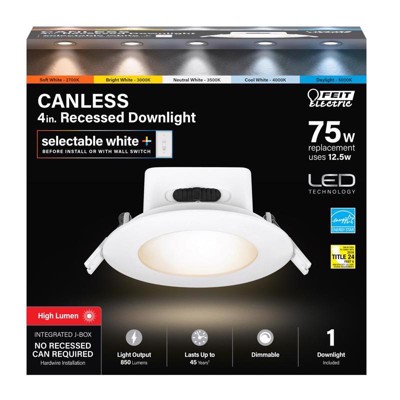 Feit Electric 6WYCA White 4 in. W Aluminum LED Canless Recessed Downlight 75 W