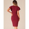Allegra K Women's Ruffle Sleeve V Neck Ruched Front Elegant Work Sheath Dress - 3 of 4