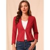 Allegra K Women's Work Office Zipper Decor Collarless Cropped Blazer - 2 of 4