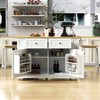 Kitchen Island with Drop Leaf and Wheels, Kitchen Storage Cart with Drawers and Storage Rack, Rolling Kitchen Island with Power Outlet - 2 of 4