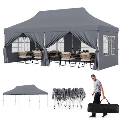 Tangkula 10 x 20 FT Canopy w/ 6 Detachable Sidewalls Carrying Bag UPF50+ Sun Protection