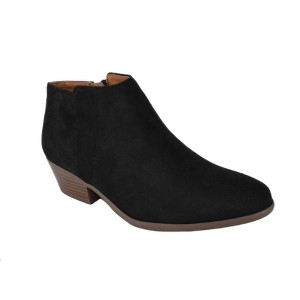 Soda Women's Mug Round Toe Faux Suede Stacked Heel Western Ankle Boots - 1 of 3