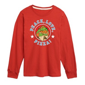 Boys' - Teenage Mutant Ninja Turtles - Peace Love Pizza Long Sleeve Graphic T-Shirt - 1 of 4
