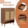 Okak Mid-Century Wood-Colored Rattan Design Shoe Cabinet SideBoard with Doors & Drawers,Freestanding Shoe Rack for Foyer,Entrances - 4 of 4