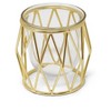 Classic Touch Gold Brass Hurricane Candle Holder with Diamond Shaped Design - 2 of 4