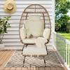 Wicker Egg Chair With Ottoman,Oversized Large Rattan Egg Chairs With Thick Cushion And Ottoman,Egg Chair For Porch, Backyard-Cuddlewood - 2 of 4