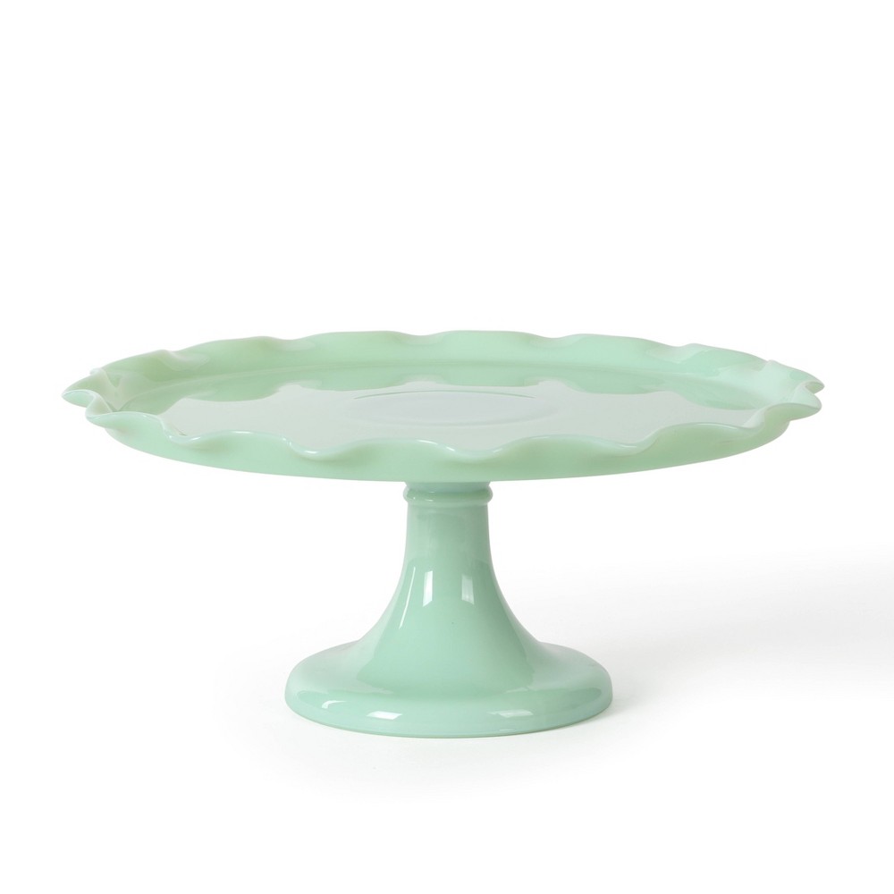 Photos - Glass Martha Stewart Highbrook 11" Handmade Jadeite  Cake Stand Ruffle Rim 