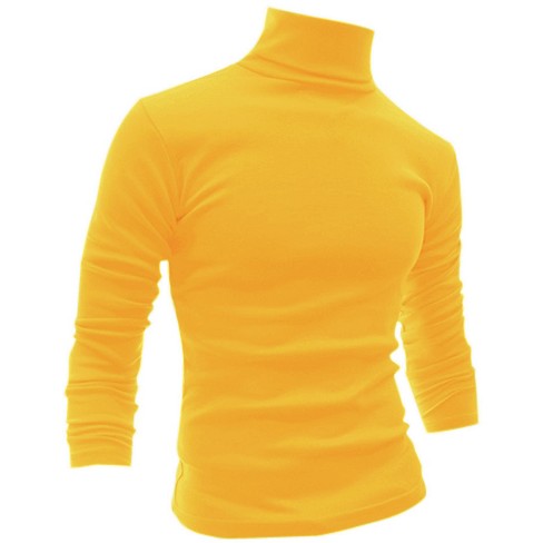 Lars Amadeus Men's Turtleneck Top Slim Fit Long Sleeve Pullover Mock Turtle  Neck Shirt Yellow 46