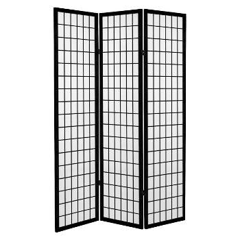 6 ft. Tall Canvas Window Pane Room Divider - Black (3 Panels)