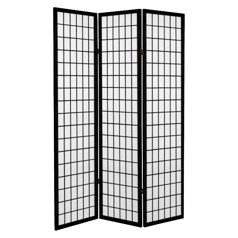 6 ft. Tall Canvas Window Pane Room Divider - Black (3 Panels), 1 of 6