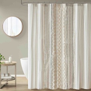 BAGOKIE 72"x72" Cotton Striped Shower Curtain, Pack of 1 - 1 of 4