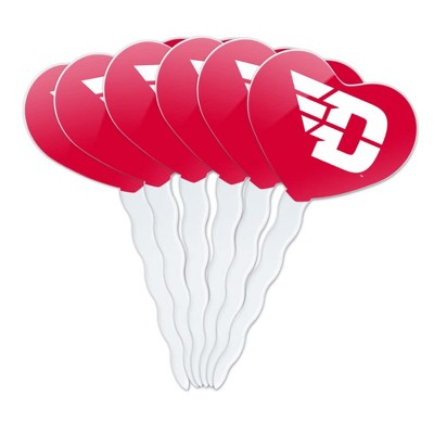 University of Dayton Flyers Logo Heart Love Cupcake Picks Toppers Decoration Set of 6