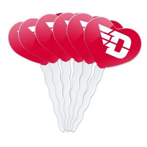 NCAA University of Dayton Flyers Logo Heart Love Cupcake Picks Toppers Decoration Set of 6 - 1 of 4